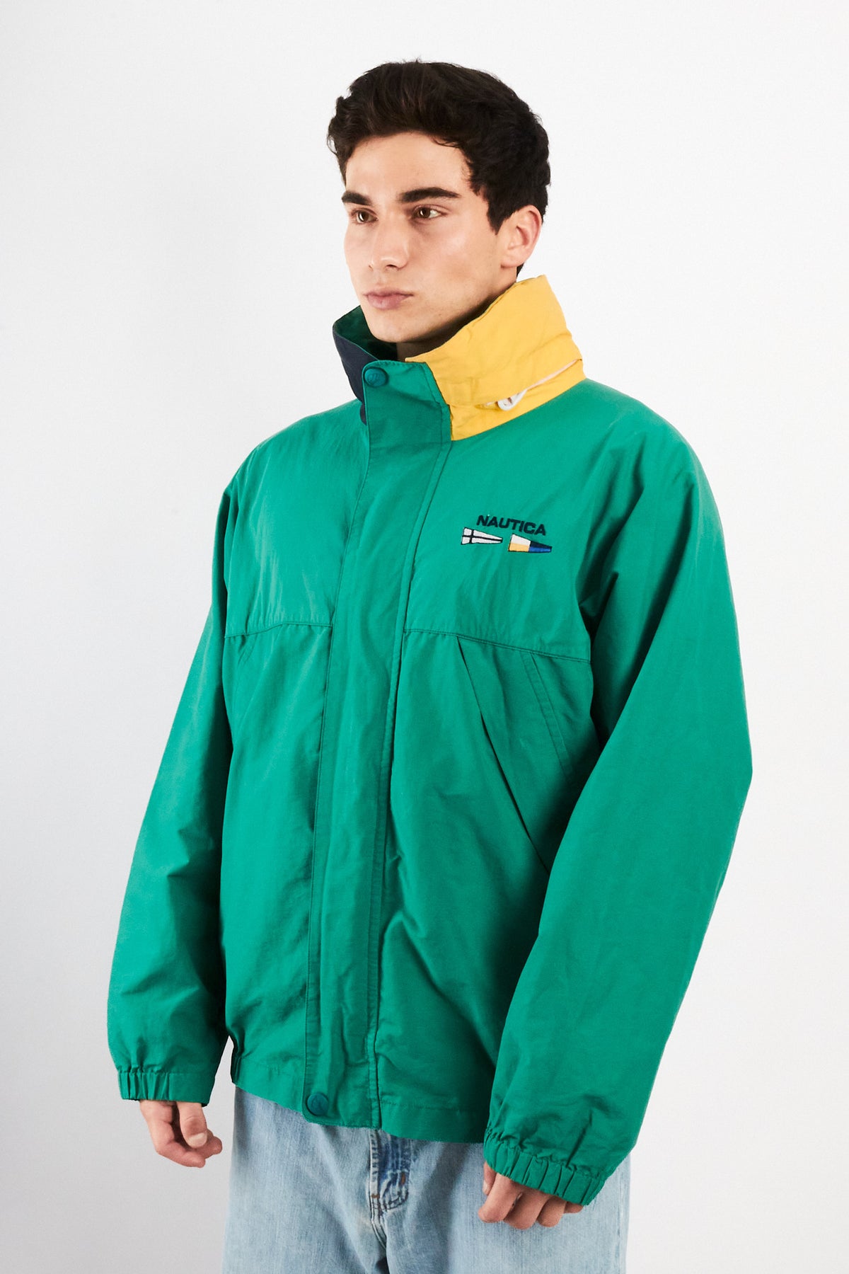 1990 Vintage Nautica Sailing Flag Colorblock Impermeable Jacket (L)