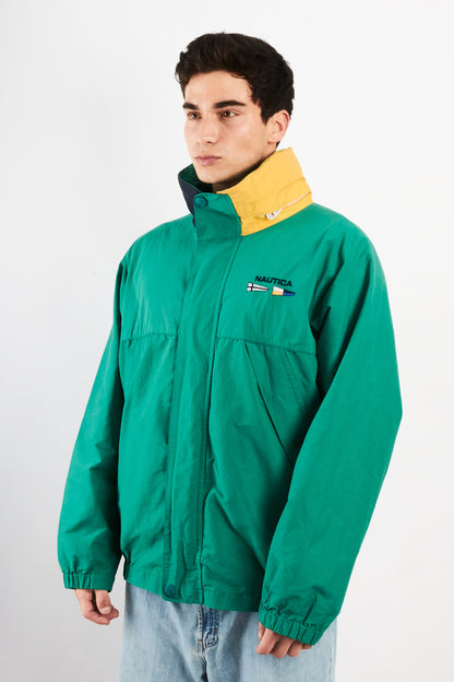1990 Vintage Nautica Sailing Flag Colorblock Impermeable Jacket (L)