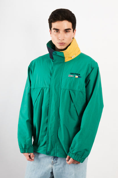 1990 Vintage Nautica Sailing Flag Colorblock Impermeable Jacket (L)