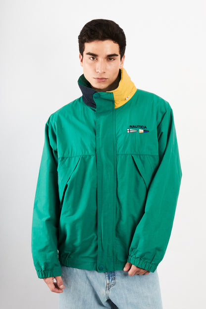 1990 Vintage Nautica Sailing Flag Colorblock Impermeable Jacket (L)