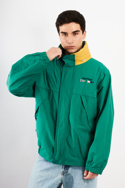 1990 Vintage Nautica Sailing Flag Colorblock Impermeable Jacket (L)