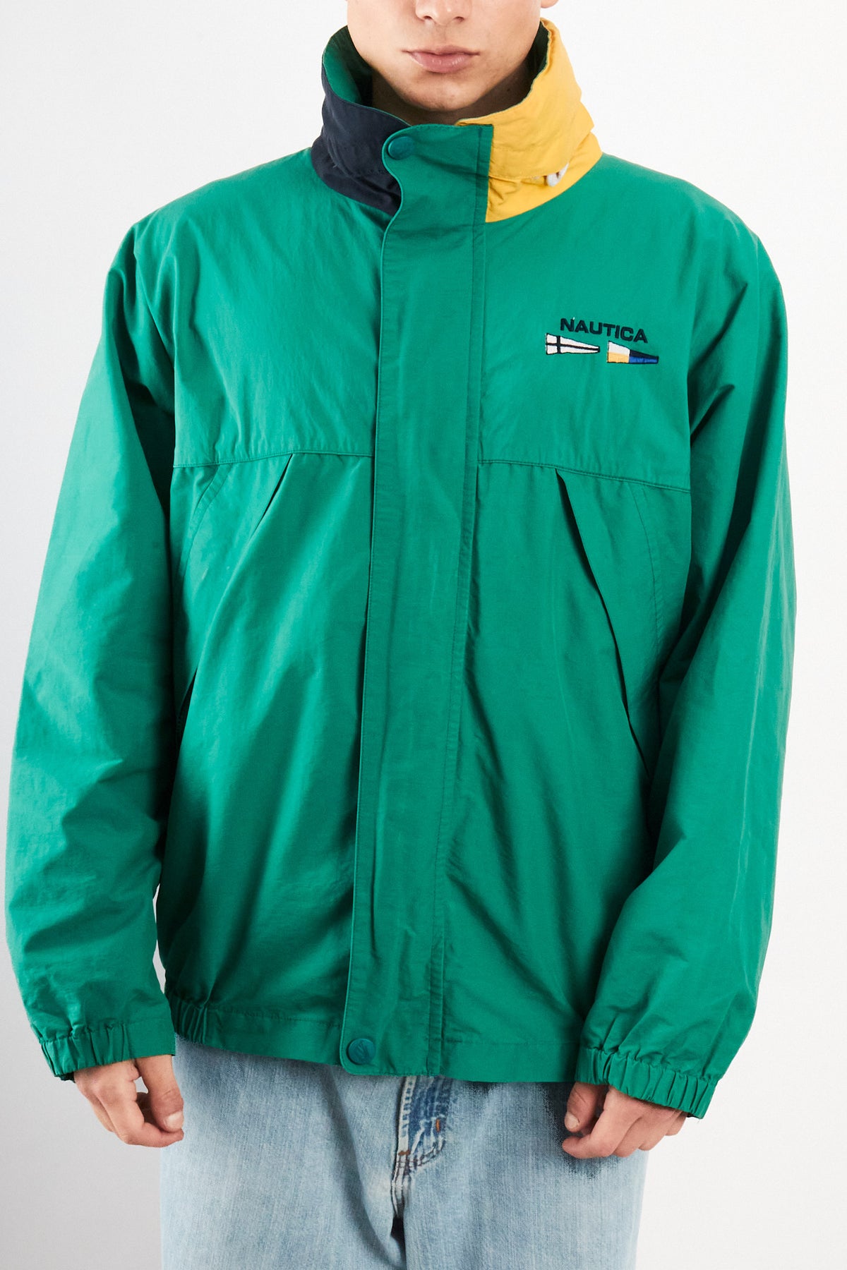 1990 Vintage Nautica Sailing Flag Colorblock Impermeable Jacket (L)