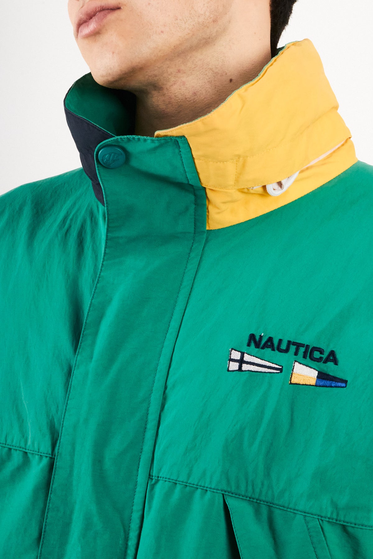 1990 Vintage Nautica Sailing Flag Colorblock Impermeable Jacket (L)