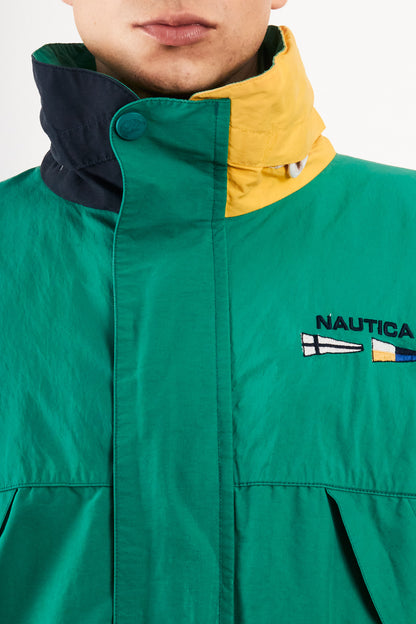 1990 Vintage Nautica Sailing Flag Colorblock Impermeable Jacket (L)