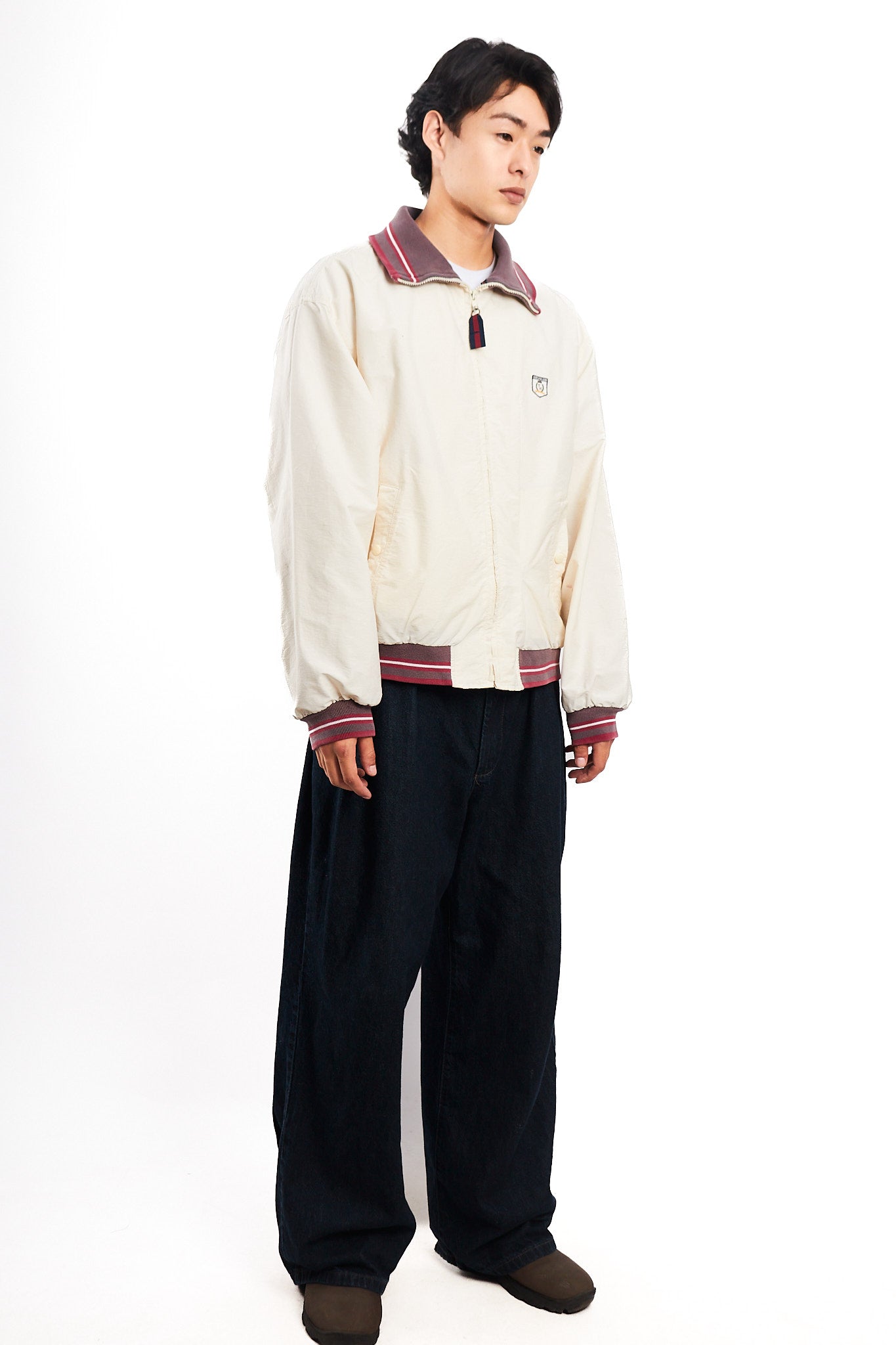 1990 Vintage Tommy Hilfiger Cream Bomber Jacket (L/XL)