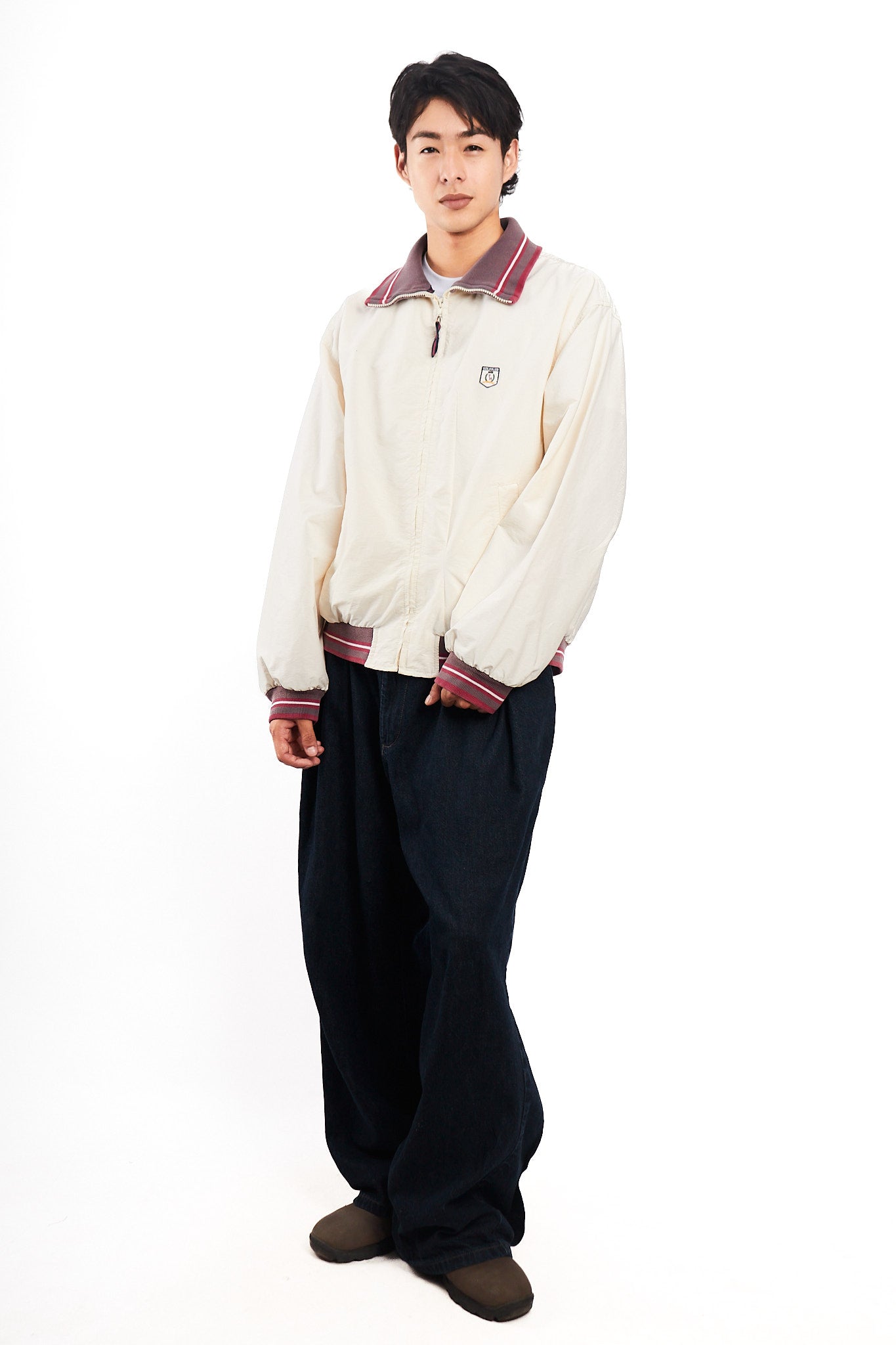 1990 Vintage Tommy Hilfiger Cream Bomber Jacket (L/XL)
