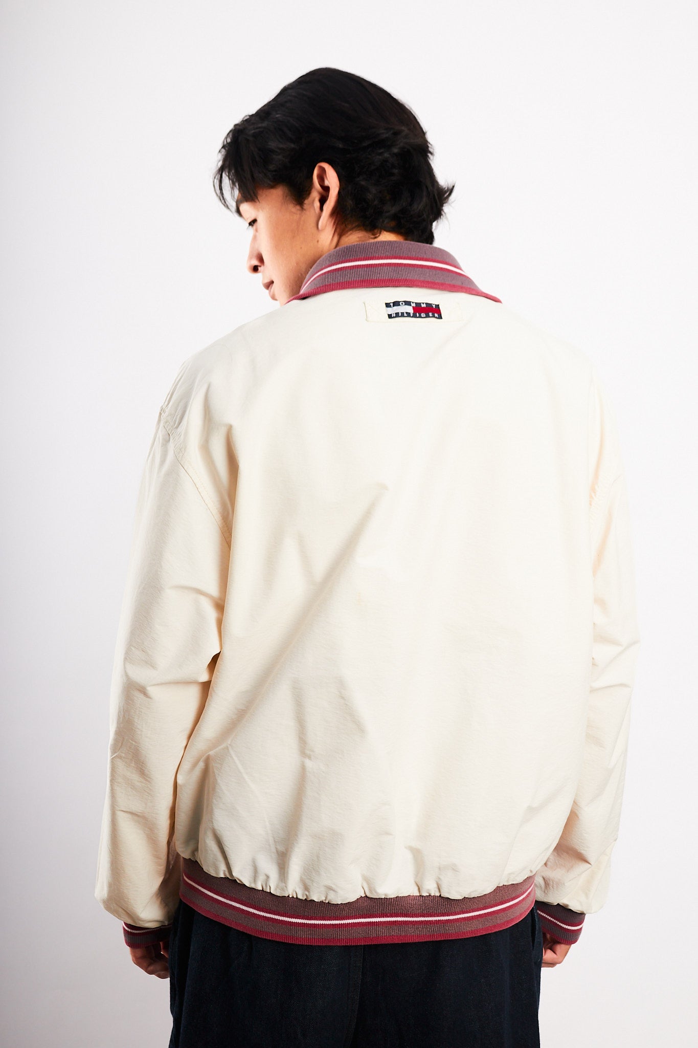 1990 Vintage Tommy Hilfiger Cream Bomber Jacket (L/XL)