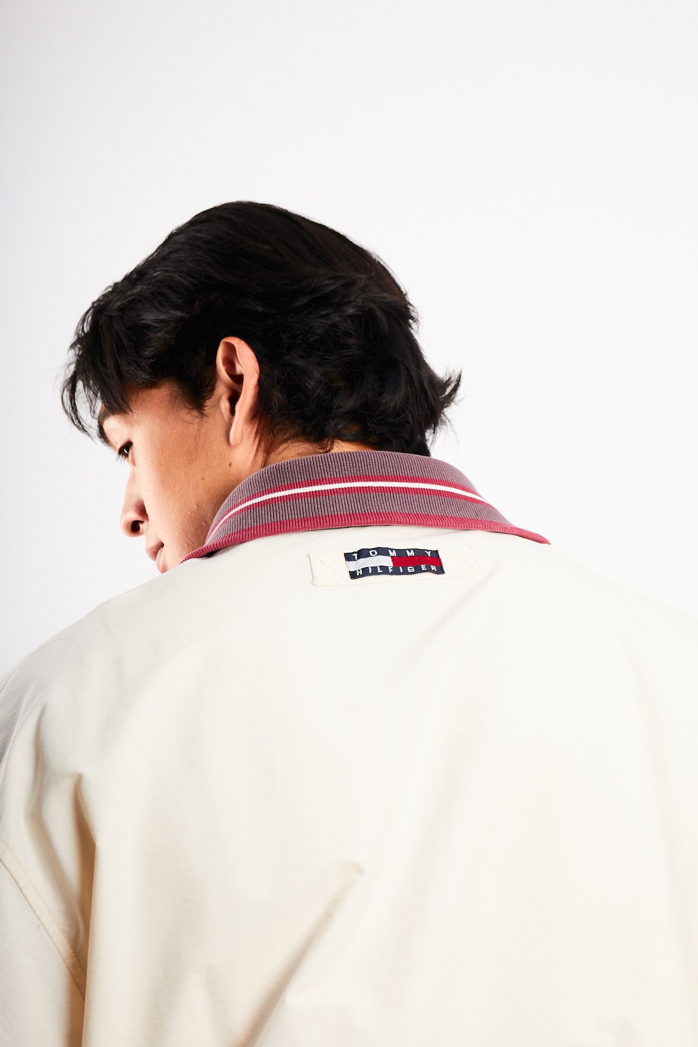 1990 Vintage Tommy Hilfiger Cream Bomber Jacket (L/XL)