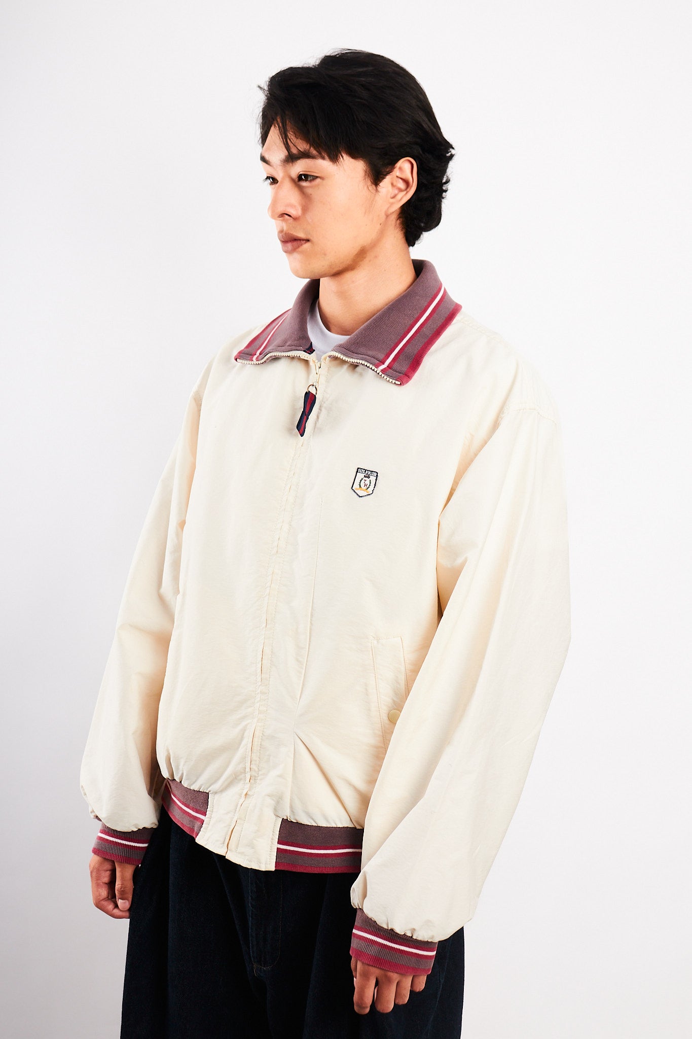 1990 Vintage Tommy Hilfiger Cream Bomber Jacket (L/XL)