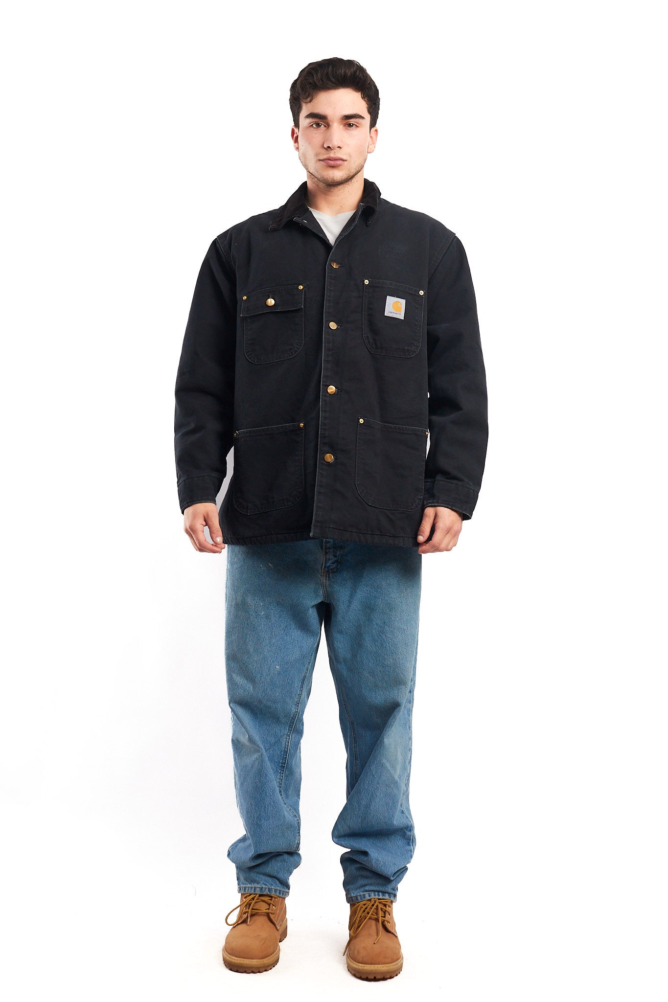 Vintage Carhartt C01 Black Michigan Chore Coat (M/L)