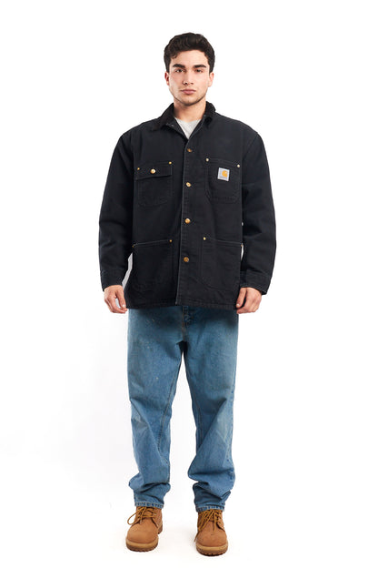 Vintage Carhartt C01 Black Michigan Chore Coat (M/L)