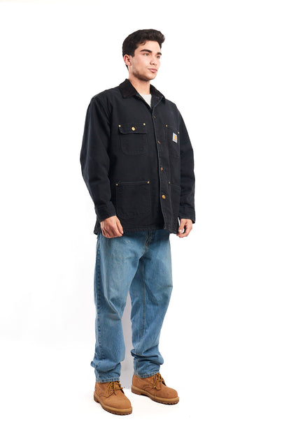 Vintage Carhartt C01 Black Michigan Chore Coat (M/L)