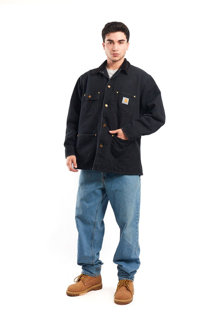 Vintage Carhartt C01 Black Michigan Chore Coat (M/L)