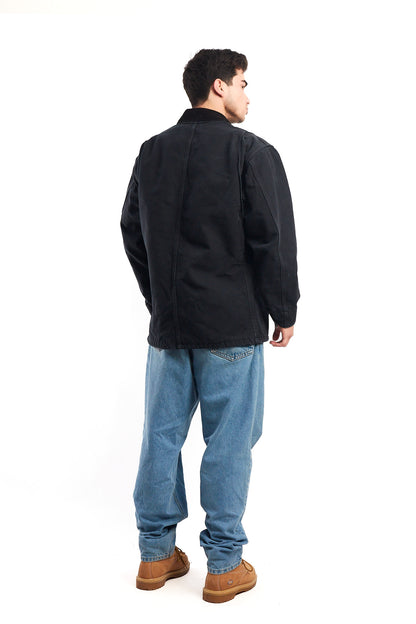 Vintage Carhartt C01 Black Michigan Chore Coat (M/L)