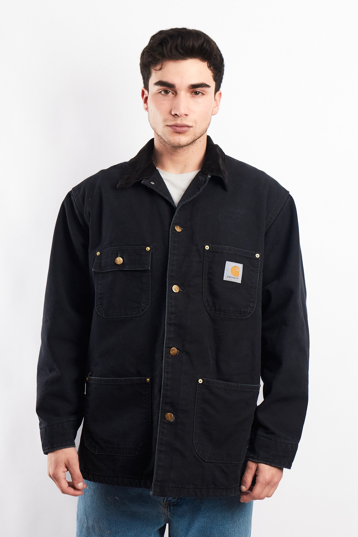 Vintage Carhartt C01 Black Michigan Chore Coat (M/L)