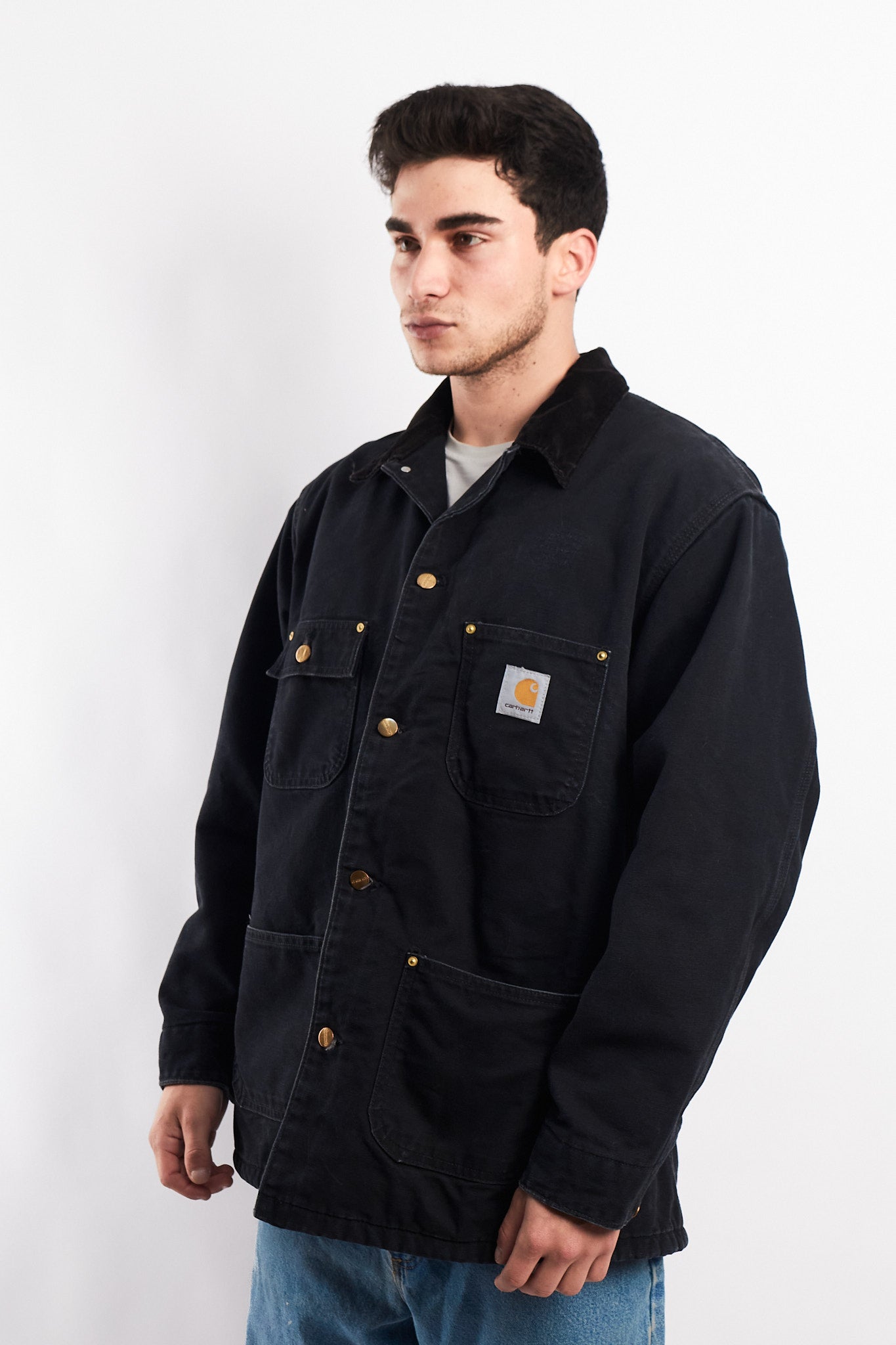 Vintage Carhartt C01 Black Michigan Chore Coat (M/L)