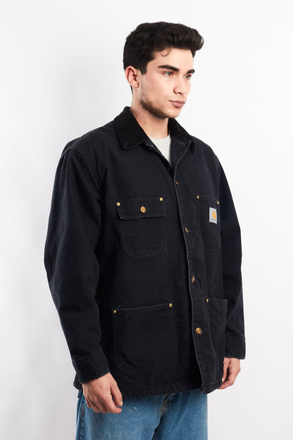 Vintage Carhartt C01 Black Michigan Chore Coat (M/L)