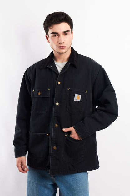Vintage Carhartt C01 Black Michigan Chore Coat (M/L)