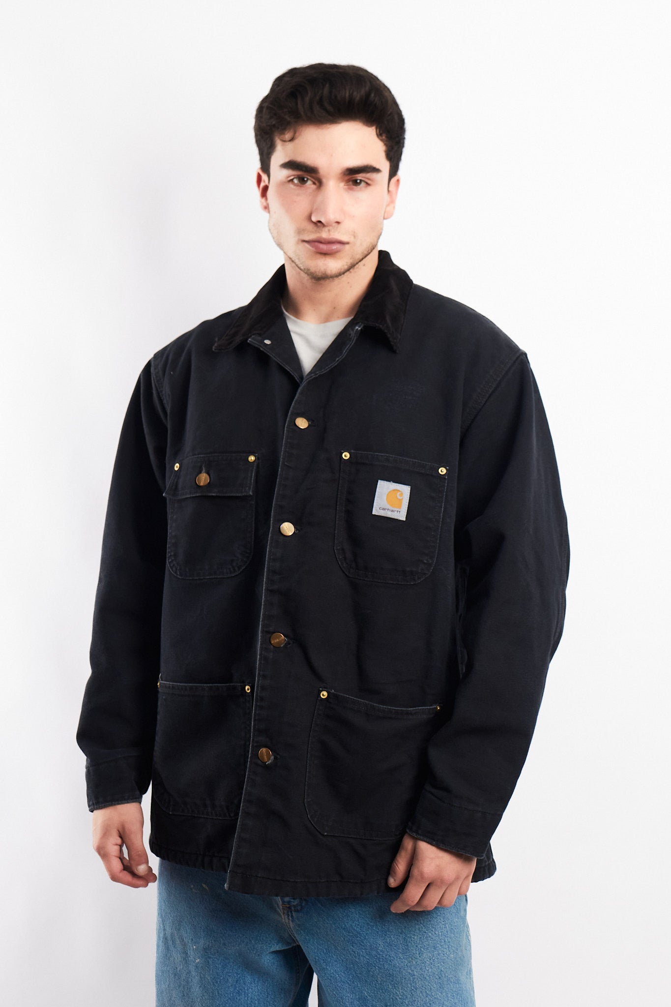 Vintage Carhartt C01 Black Michigan Chore Coat (M/L)