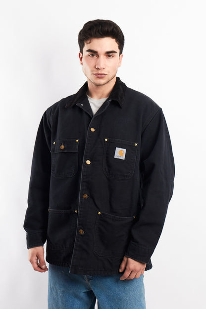 Vintage Carhartt C01 Black Michigan Chore Coat (M/L)
