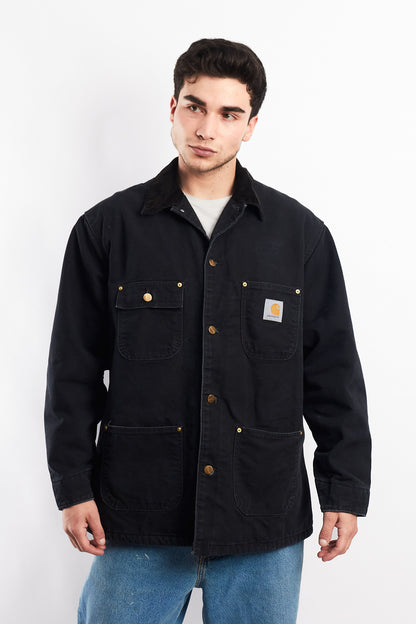 Vintage Carhartt C01 Black Michigan Chore Coat (M/L)