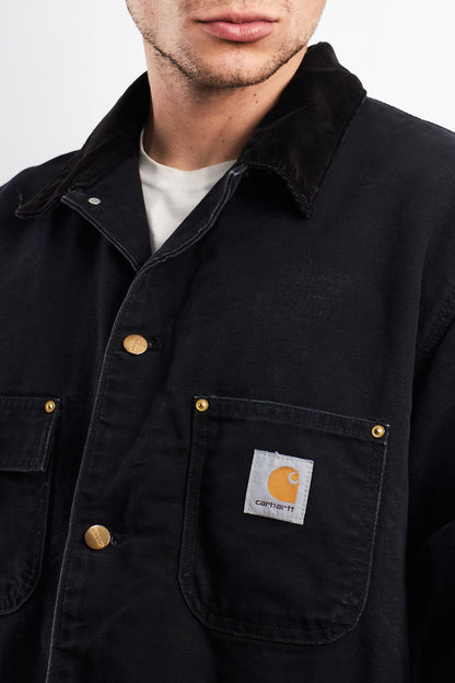 Vintage Carhartt C01 Black Michigan Chore Coat (M/L)
