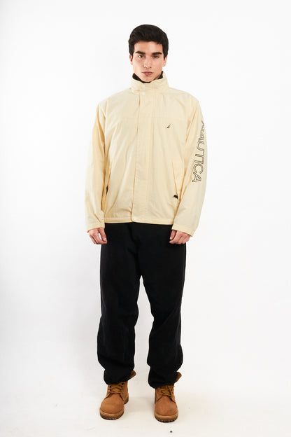 2000 Vintage Nautica Cream Spellout Impermeable Jacket (M)
