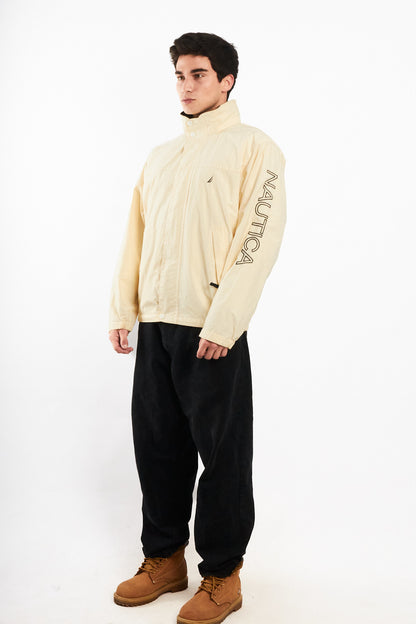 2000 Vintage Nautica Cream Spellout Impermeable Jacket (M)