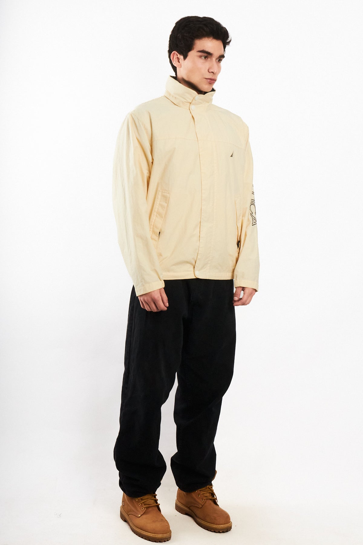 2000 Vintage Nautica Cream Spellout Impermeable Jacket (M)
