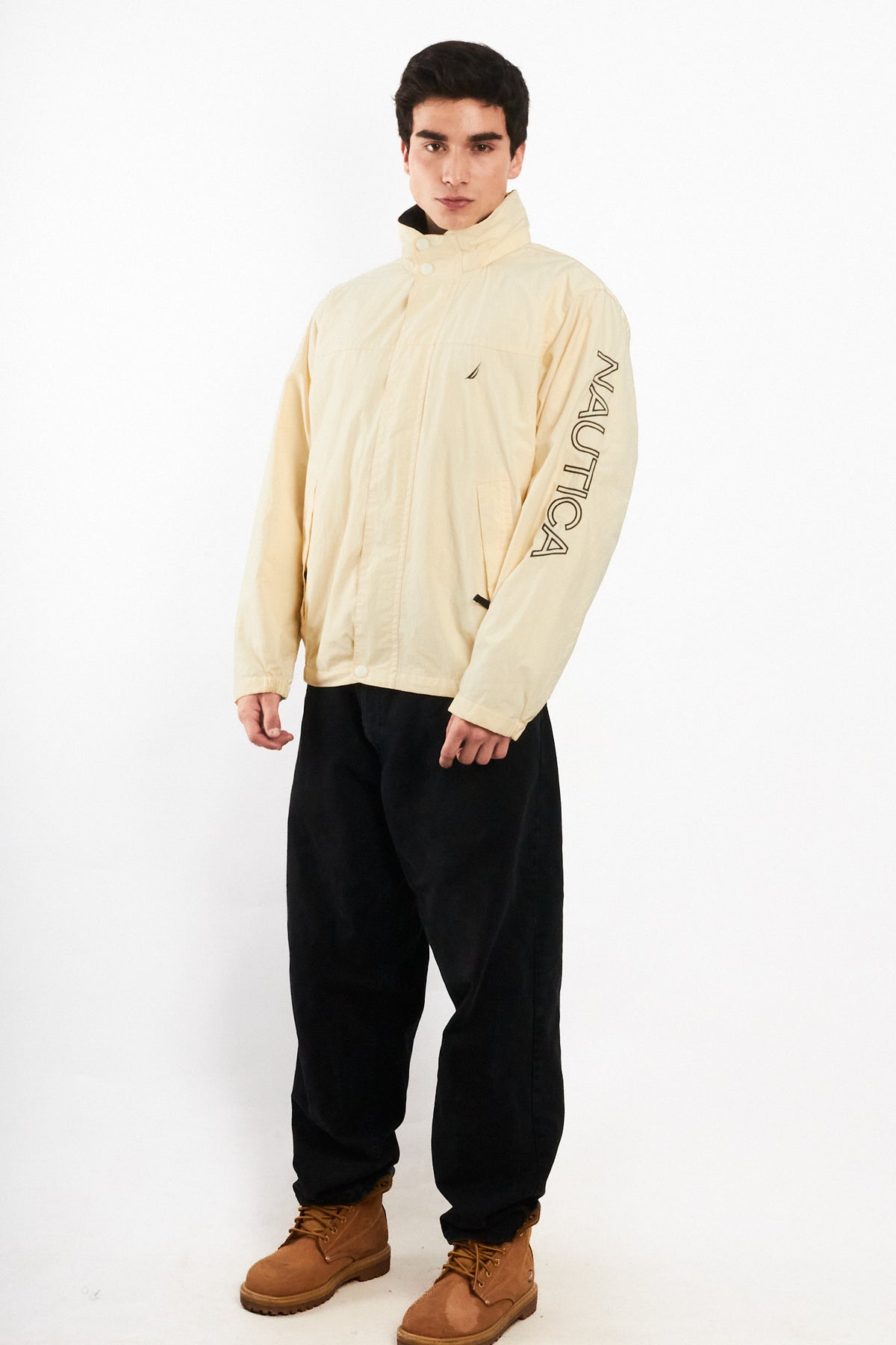 2000 Vintage Nautica Cream Spellout Impermeable Jacket (M)