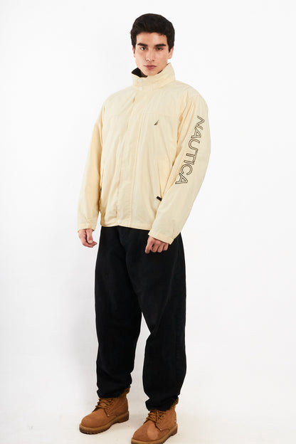 2000 Vintage Nautica Cream Spellout Impermeable Jacket (M)