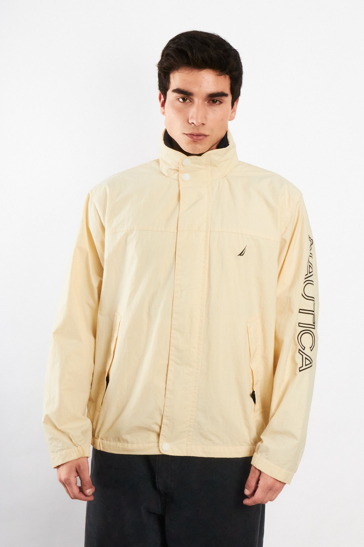 2000 Vintage Nautica Cream Spellout Impermeable Jacket (M)