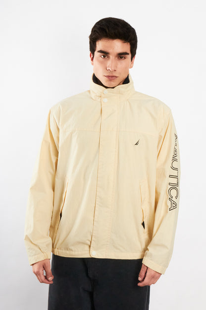 2000 Vintage Nautica Cream Spellout Impermeable Jacket (M)