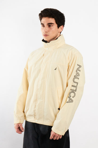 2000 Vintage Nautica Cream Spellout Impermeable Jacket (M)