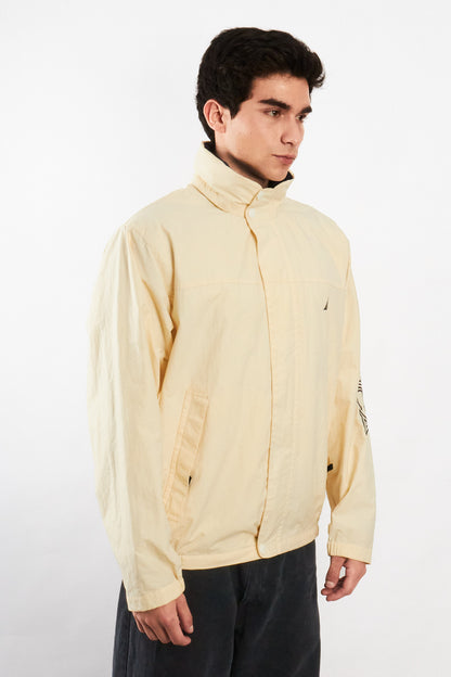 2000 Vintage Nautica Cream Spellout Impermeable Jacket (M)