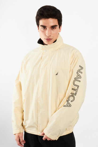 2000 Vintage Nautica Cream Spellout Impermeable Jacket (M)