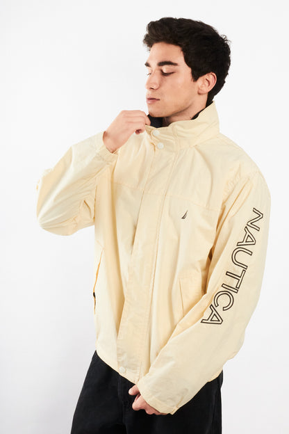 2000 Vintage Nautica Cream Spellout Impermeable Jacket (M)