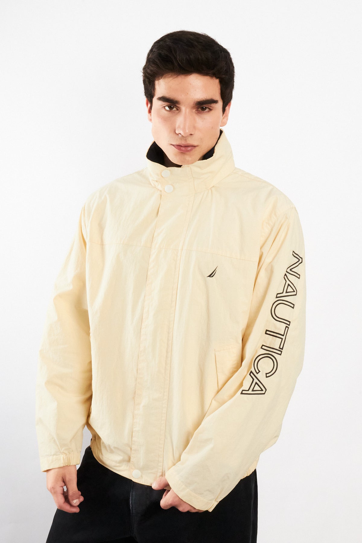 2000 Vintage Nautica Cream Spellout Impermeable Jacket (M)