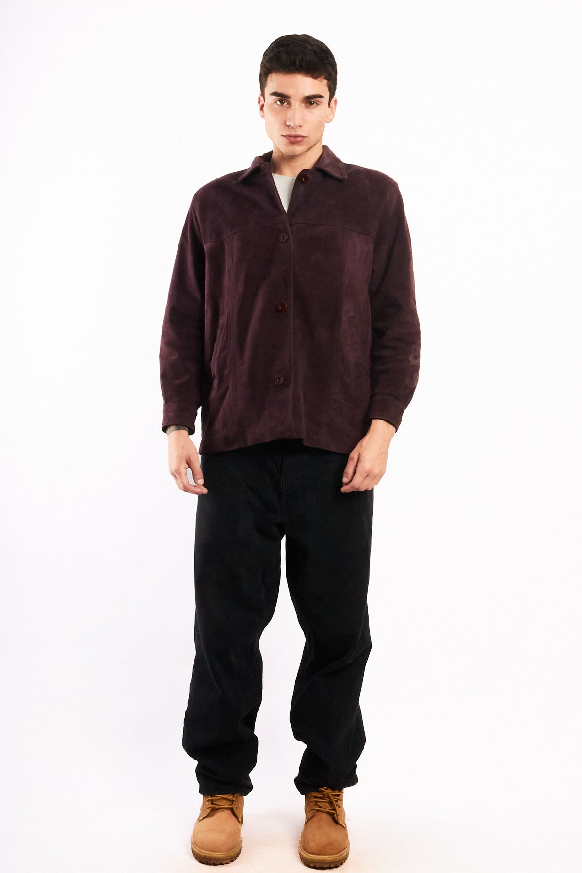 2000 Vintage Wine Suede Leather Coat (M)