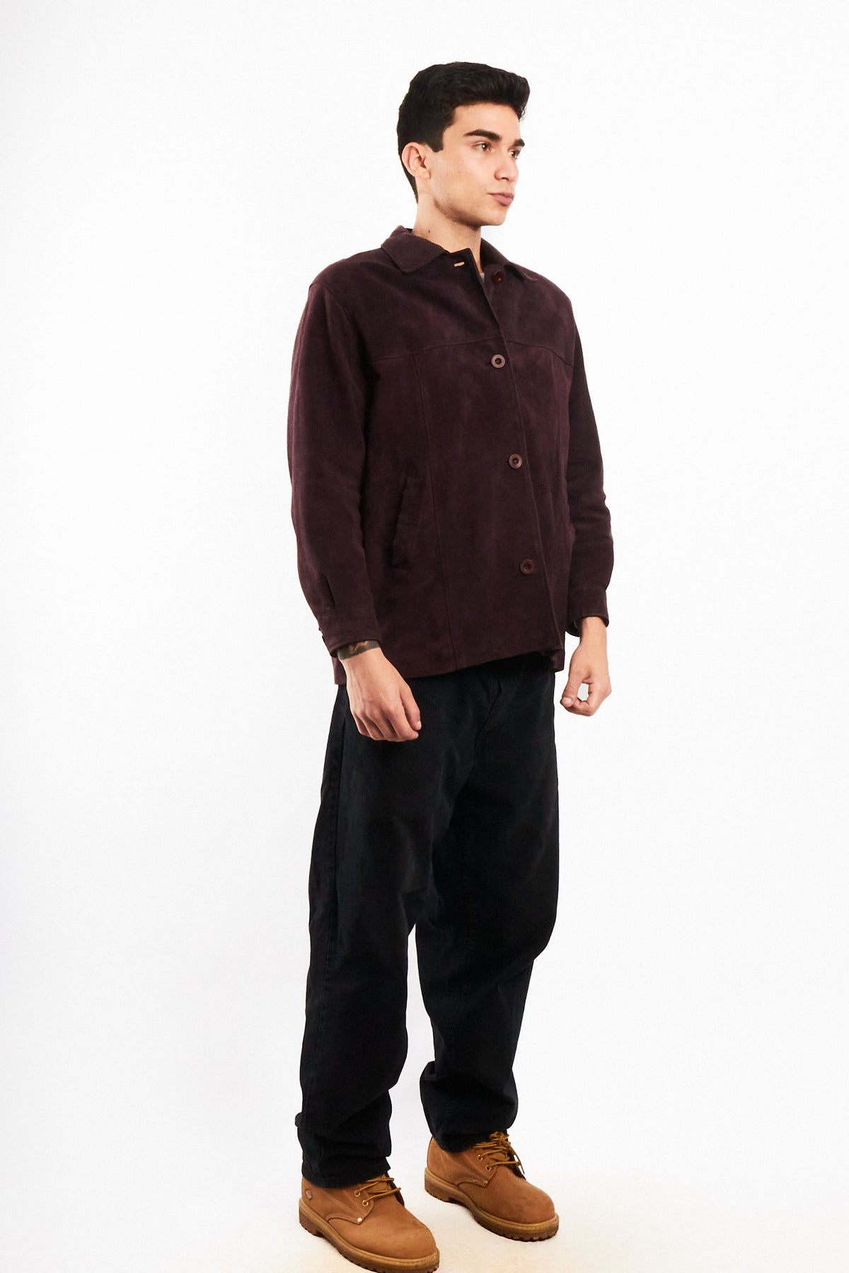 2000 Vintage Wine Suede Leather Coat (M)
