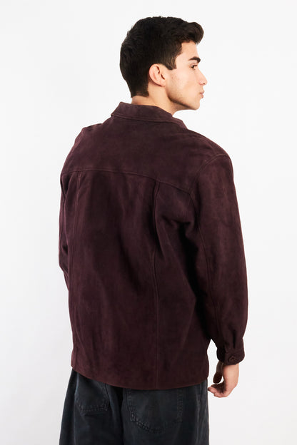2000 Vintage Wine Suede Leather Coat (M)