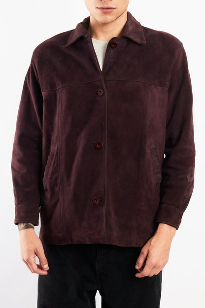 2000 Vintage Wine Suede Leather Coat (M)