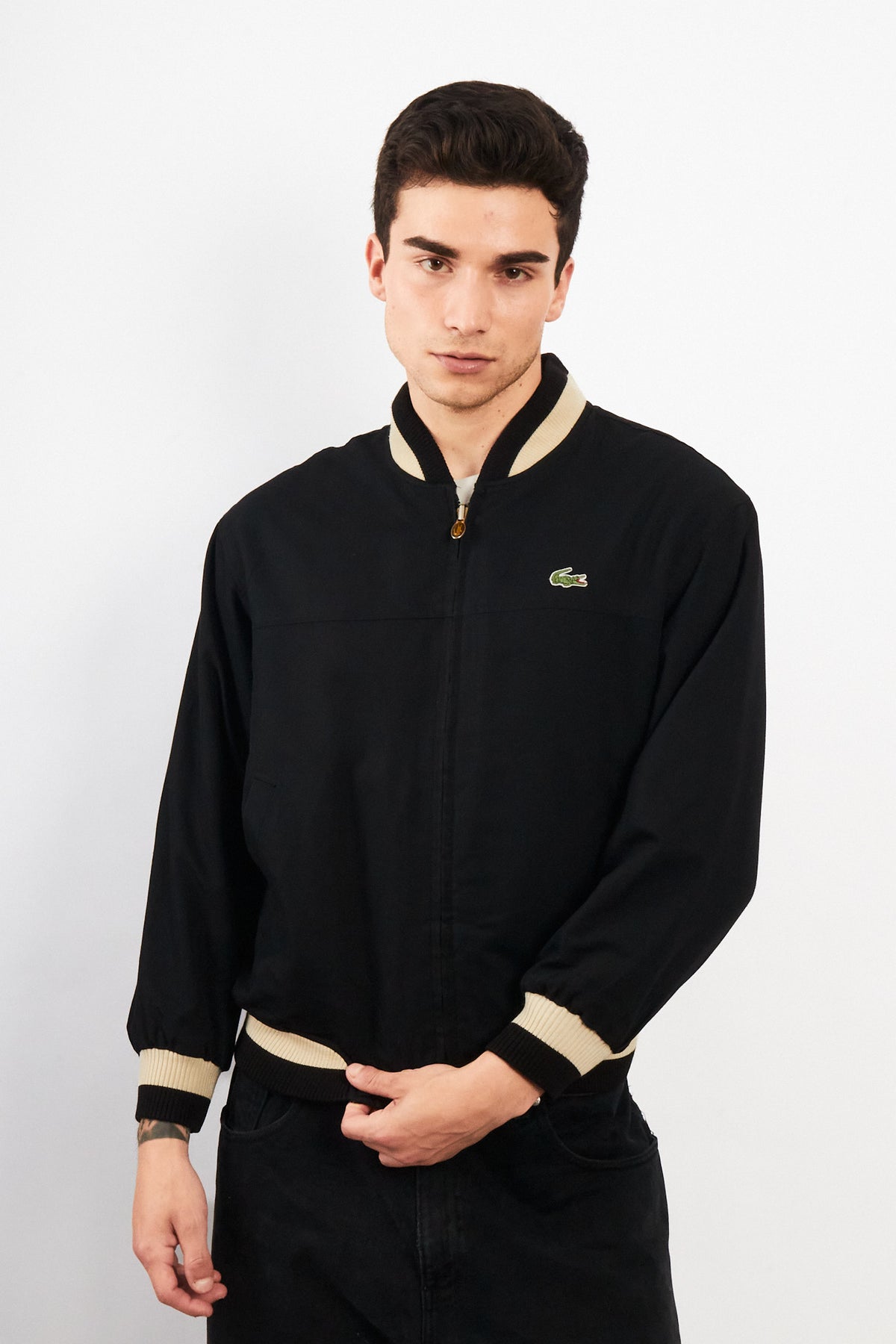 2000 Vintage Lacoste Reversible Night Blue/ Tartan Bomber Jacket (M)