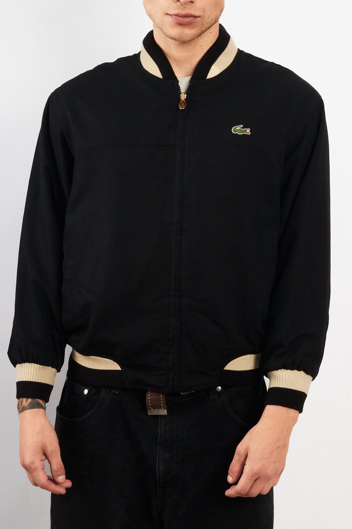2000 Vintage Lacoste Reversible Night Blue/ Tartan Bomber Jacket (M)