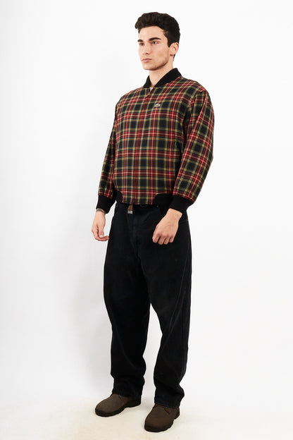 2000 Vintage Lacoste Reversible Night Blue/ Tartan Bomber Jacket (M)