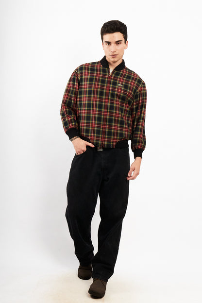 2000 Vintage Lacoste Reversible Night Blue/ Tartan Bomber Jacket (M)