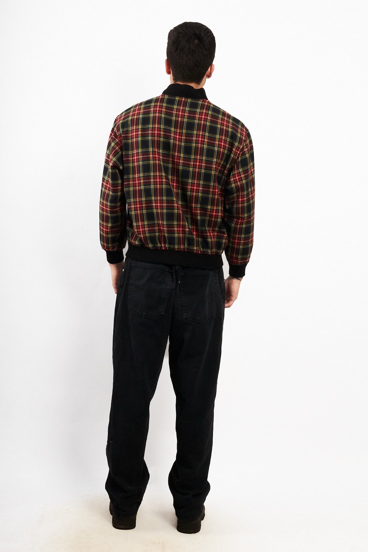 2000 Vintage Lacoste Reversible Night Blue/ Tartan Bomber Jacket (M)