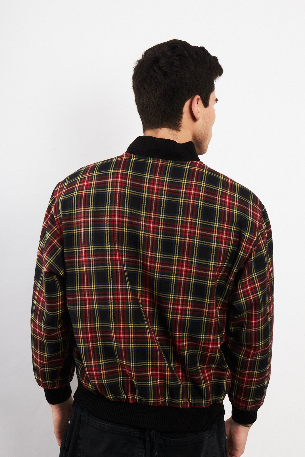 2000 Vintage Lacoste Reversible Night Blue/ Tartan Bomber Jacket (M)