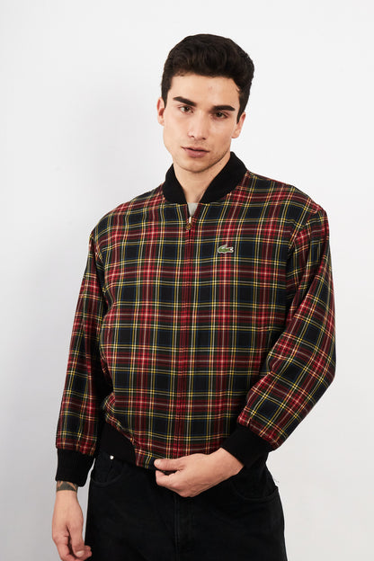 2000 Vintage Lacoste Reversible Night Blue/ Tartan Bomber Jacket (M)