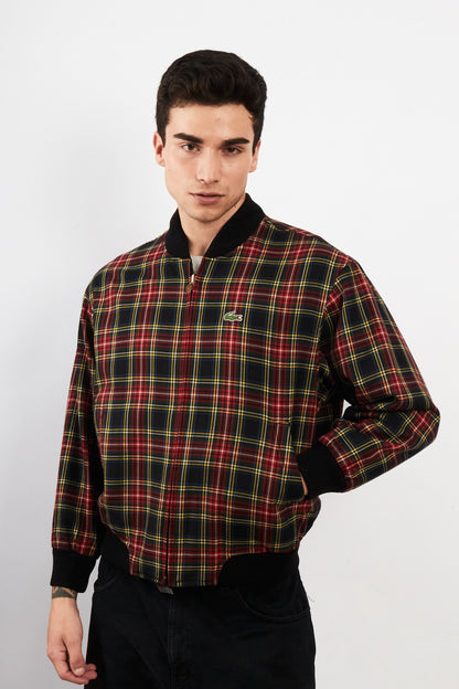 2000 Vintage Lacoste Reversible Night Blue/ Tartan Bomber Jacket (M)